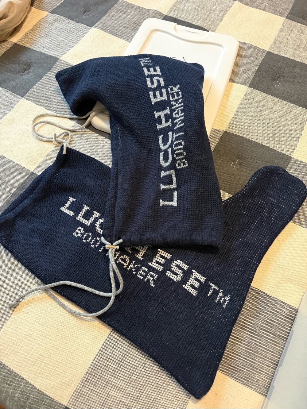 Lucchese Navy and White Knit Boot sleeves